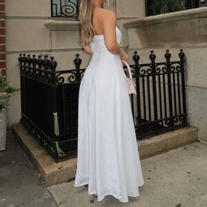 Favorite Daughter “The Favorite” Strapless White Linen Dress
